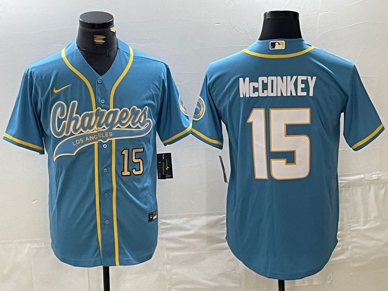 Men Los Angeles Chargers 15 Mcconkey Light blue Joint Name 2024 Nike Limited NFL Jersey style 2